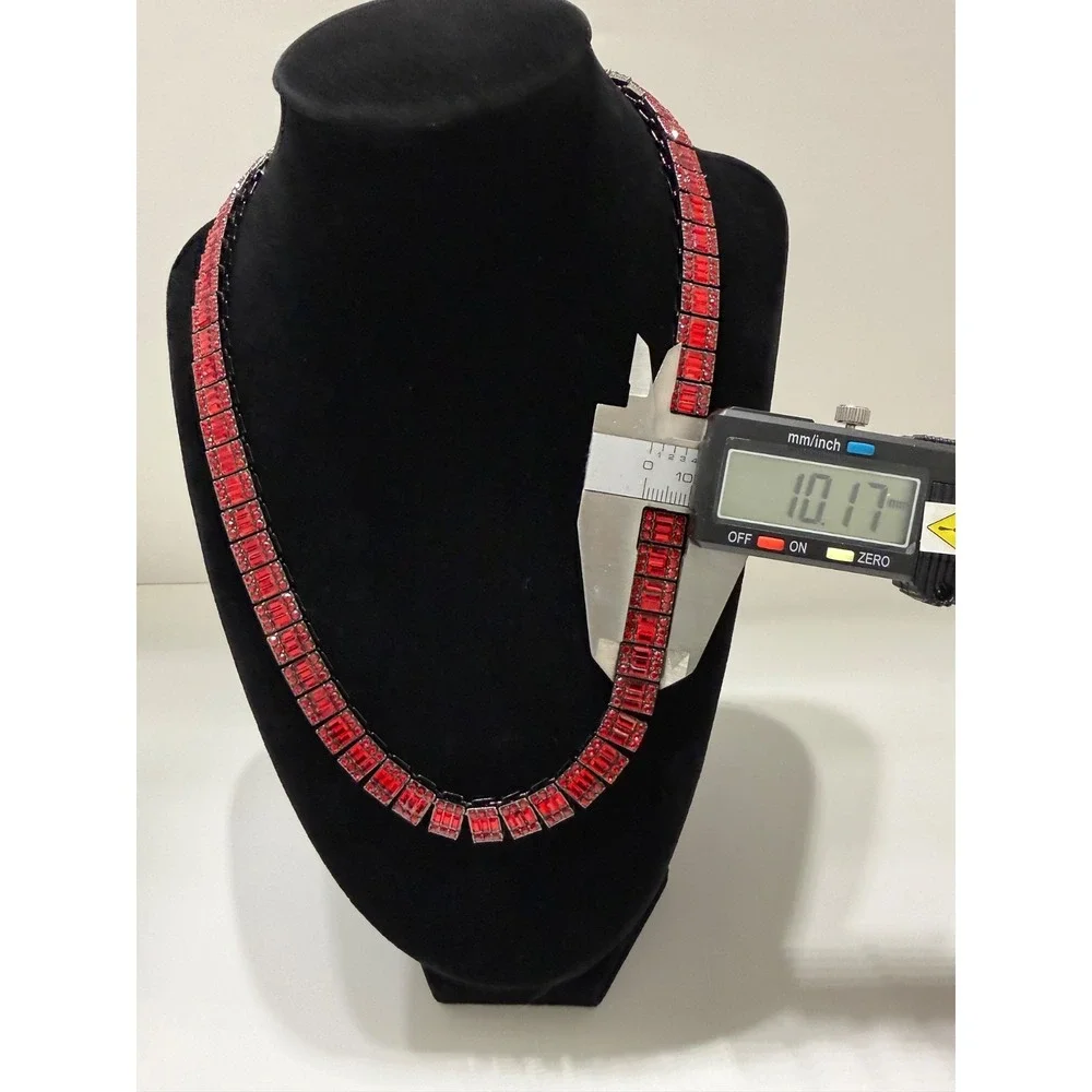 red tennis necklace chaim vvscz stones stainless waterproof 20inch 10mm